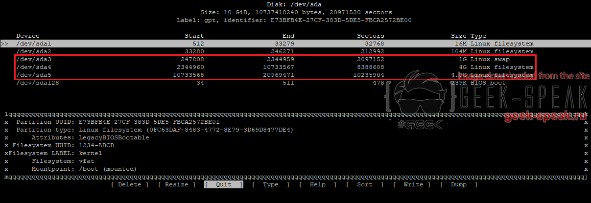 openwrt cfdisk layout